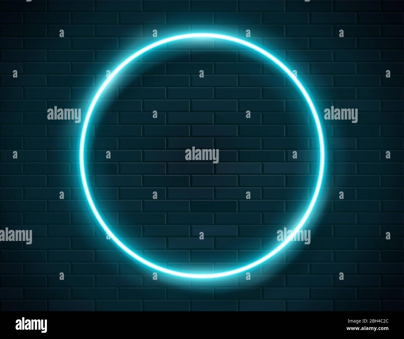 Neon Glowing Circle Green Rahmen für Banner auf Dark Empty Grunge Background Stock Vektor