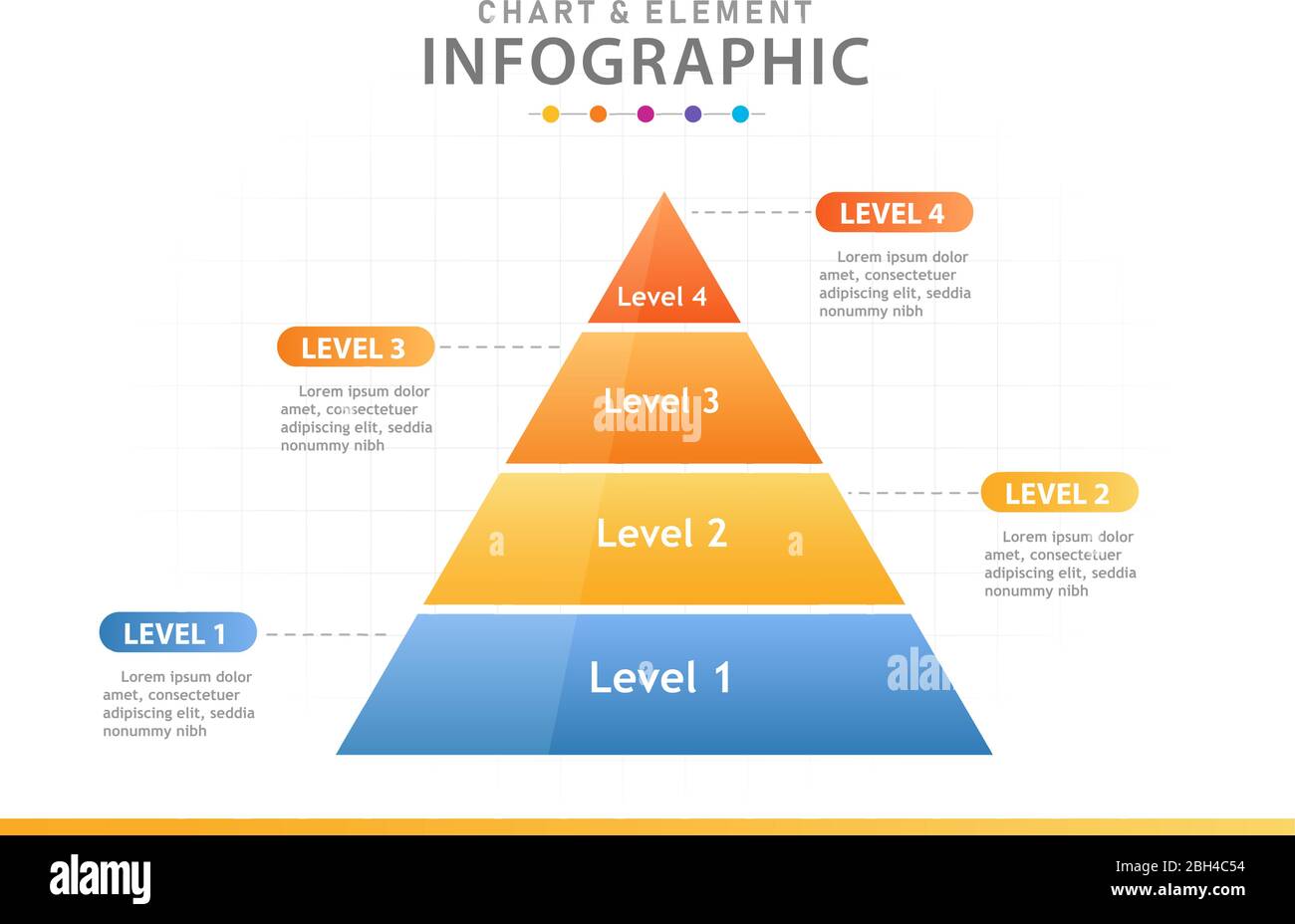 Infografik Vorlage für Unternehmen. 4 Schritte Pyramid Diagramm, Präsentation Vektor Infografik. Stock Vektor