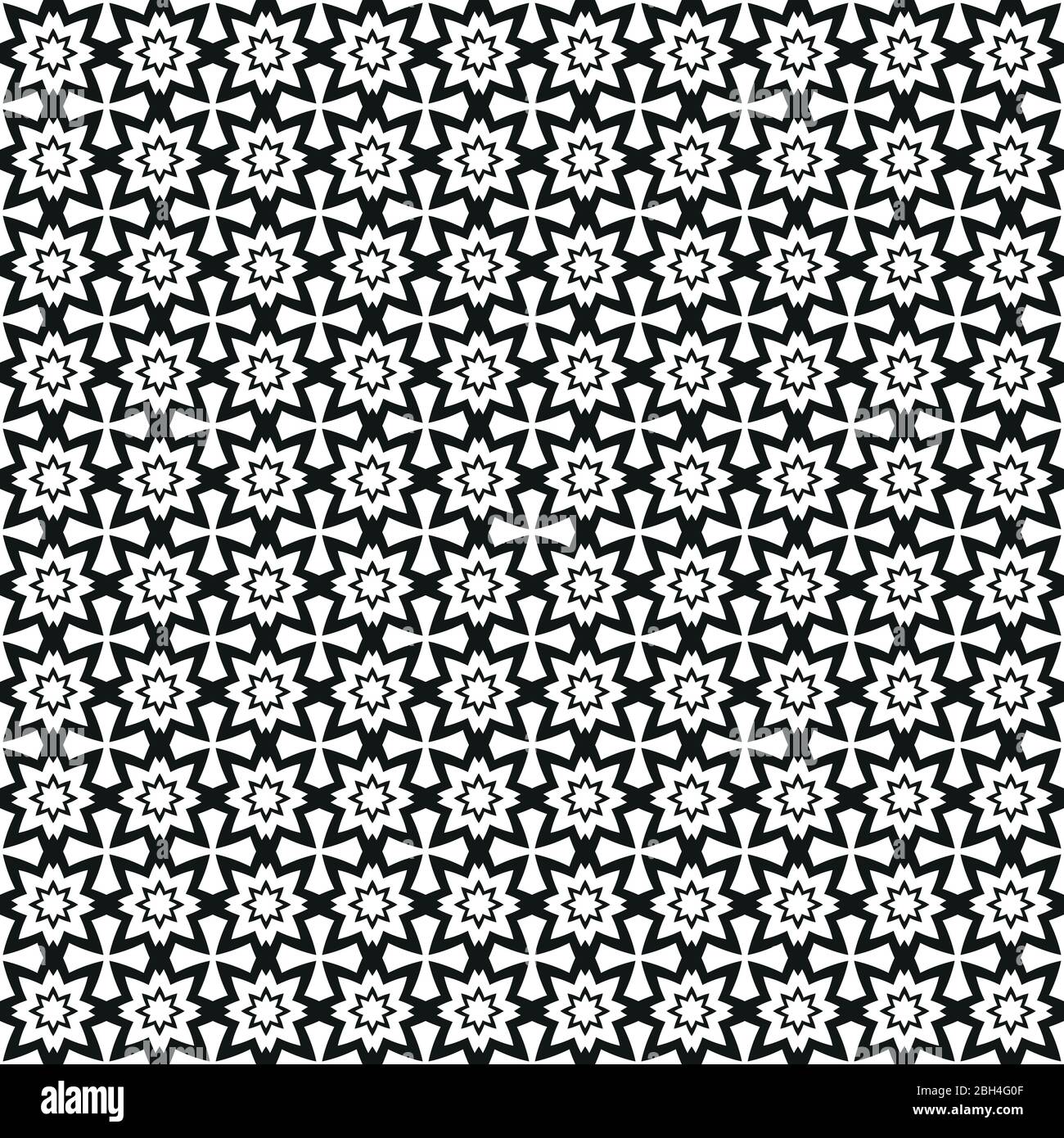 Abstrakt Vektor geometrische nahtlose Muster mit Blumen-Ornamente. Monochromer Hintergrund. Geschenkpapier. Print für Innenarchitektur und Stoff. Kinder Co Stock Vektor