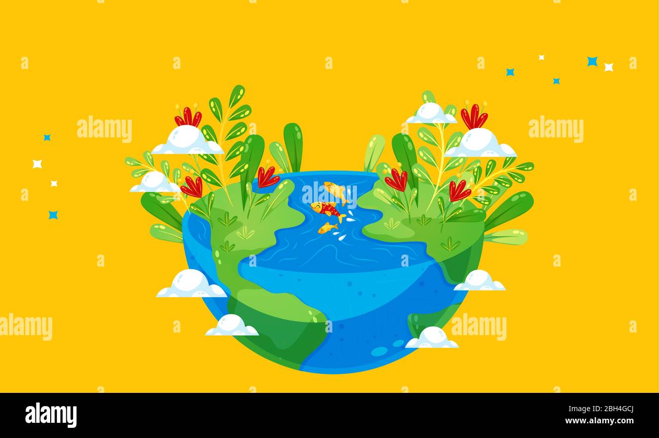 Die Erde hat viele Pflanzen und Tiere auf abstraktem Hintergrund Stock Vektor