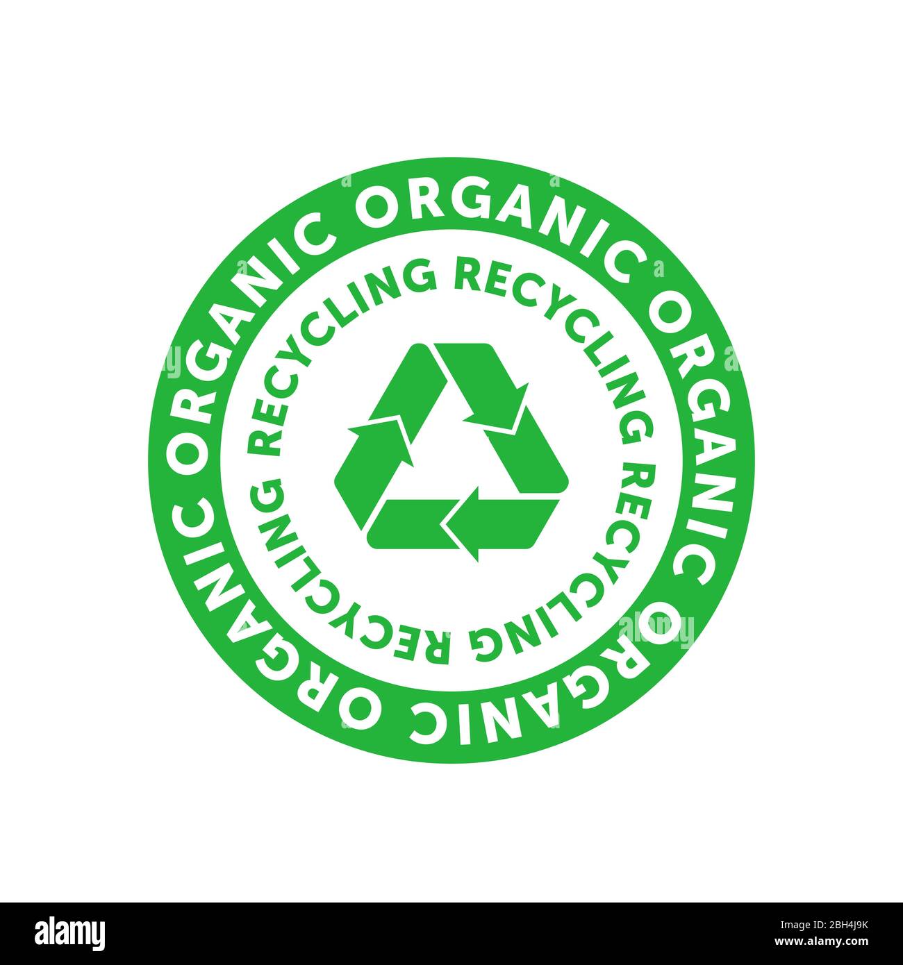 Recycling Bio-grüne cirlce Abzeichen mit Mobius Streifen, Band oder Schlaufe. Design-Element für Verpackungsdesign und Werbematerial. Vektor Stock Vektor