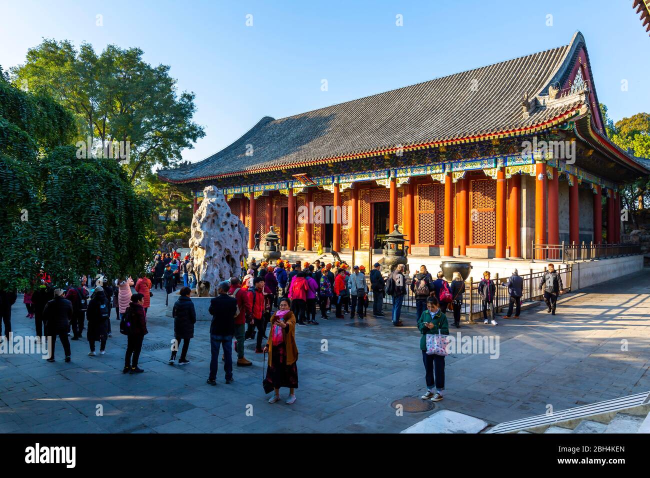 Blick auf verzierte Gebäude im Sommerpalast, Peking, Volksrepublik China, Asien Stockfoto