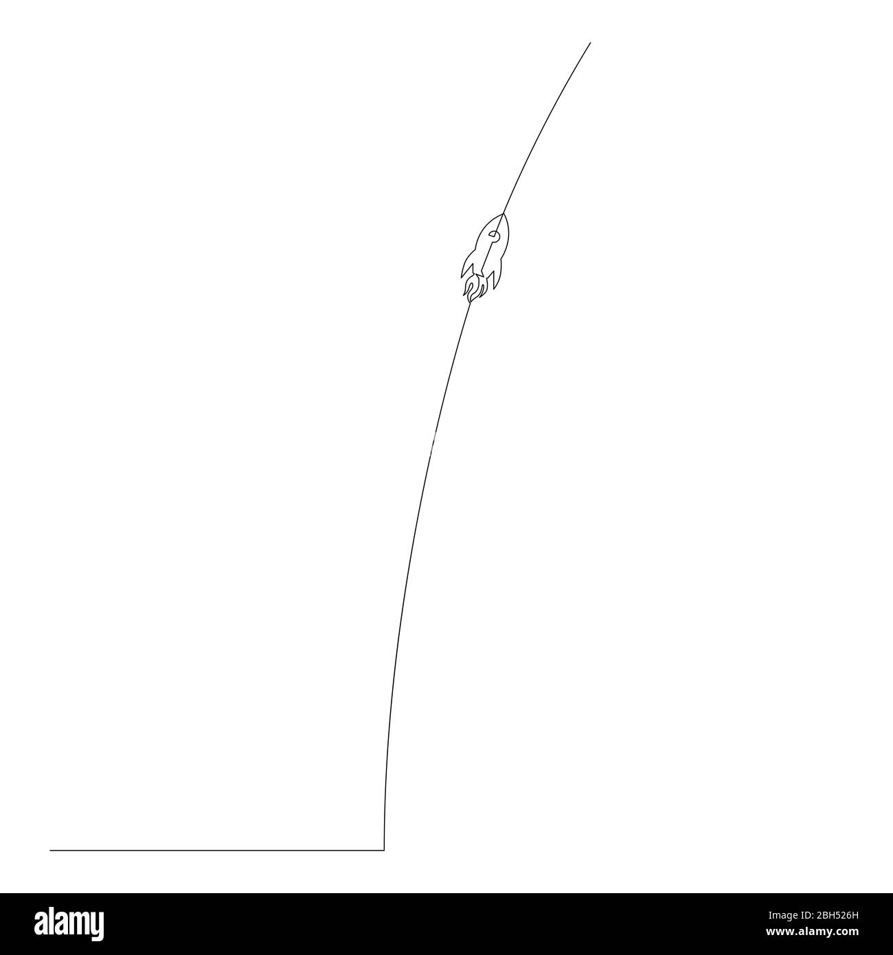 Kontinuierliche eine Linie fliegen Rakete. Vektorgrafik. Stock Vektor