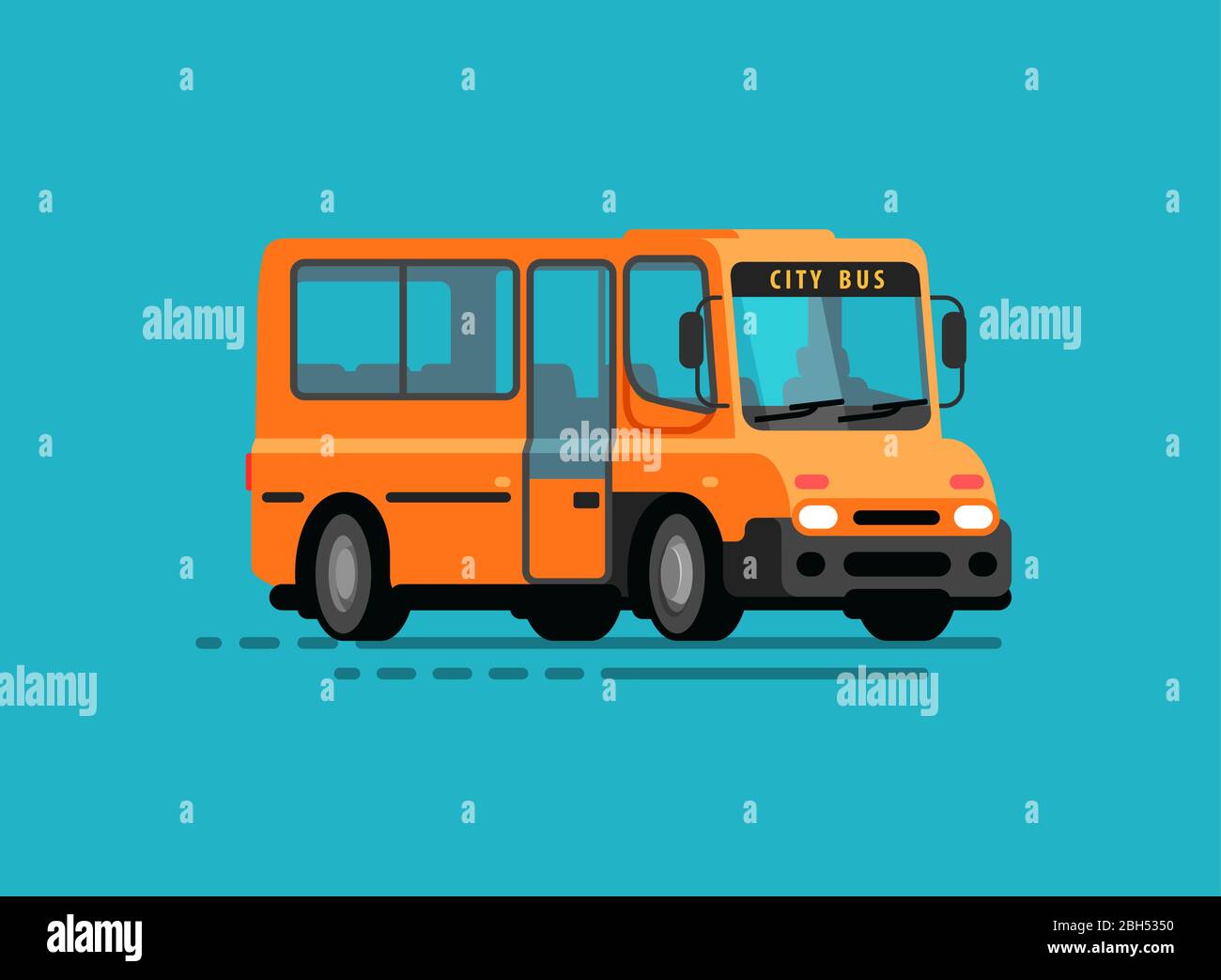 Gelber Bus. Stadtverkehr Vektor-Illustration Stock Vektor