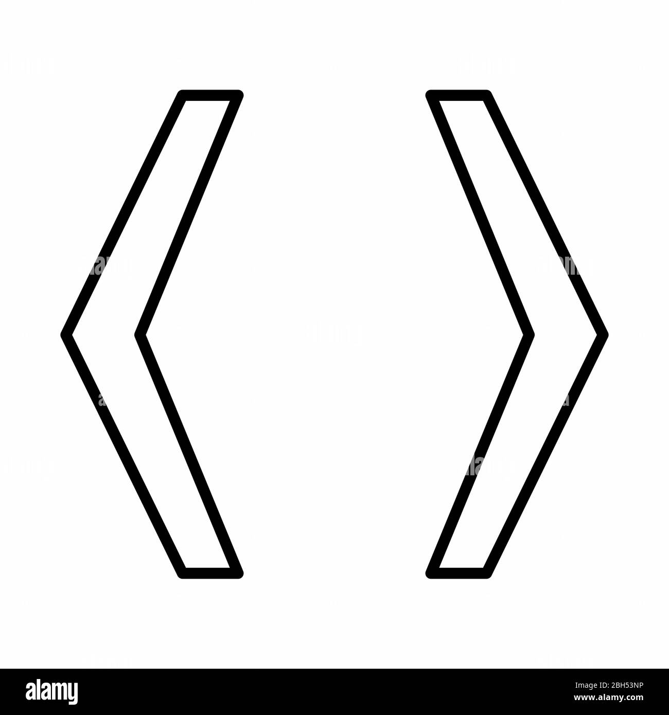Winkel-Klammer lineare Symbol-Abbildung auf weißem Hintergrund Stock Vektor
