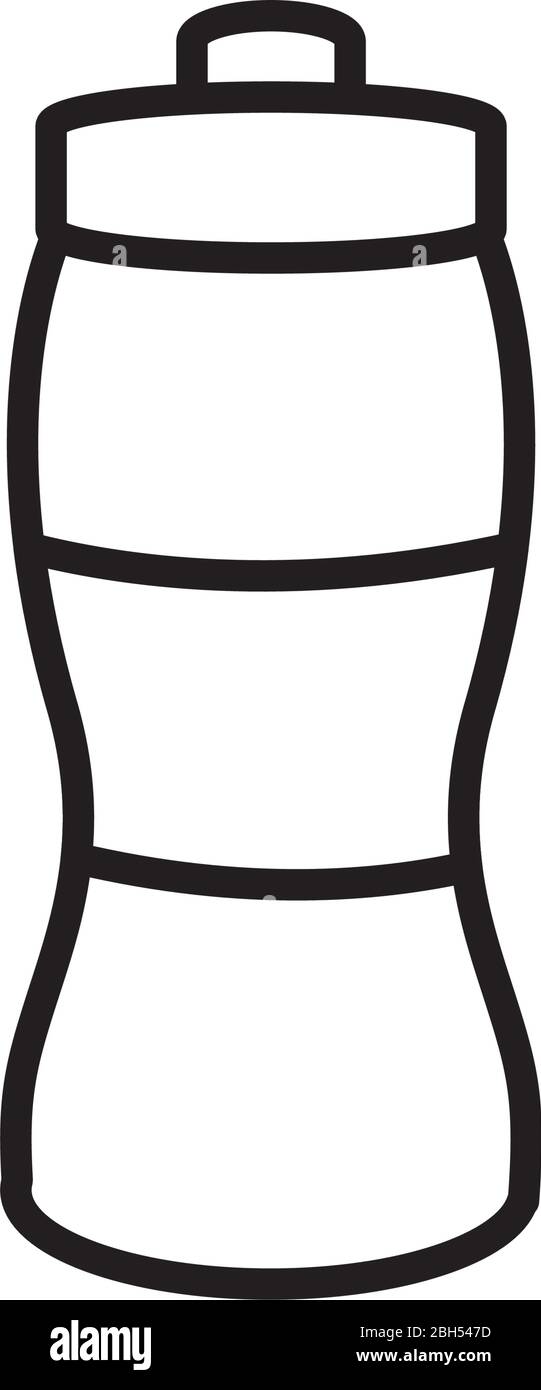 Wasserflaschensymbol über weißem Hintergrund, Linienart, Vektorgrafiken Stock Vektor