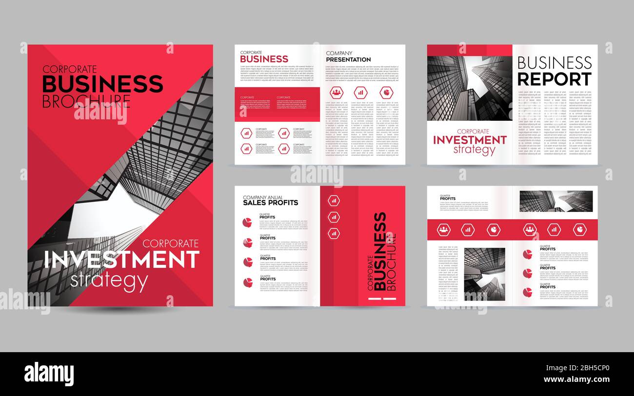 Red Broschüre Vorlage Design Layout Seite für Unternehmen. Broschüre  Kreatives Design Präsentation Vektor Illustration Stock-Vektorgrafik - Alamy