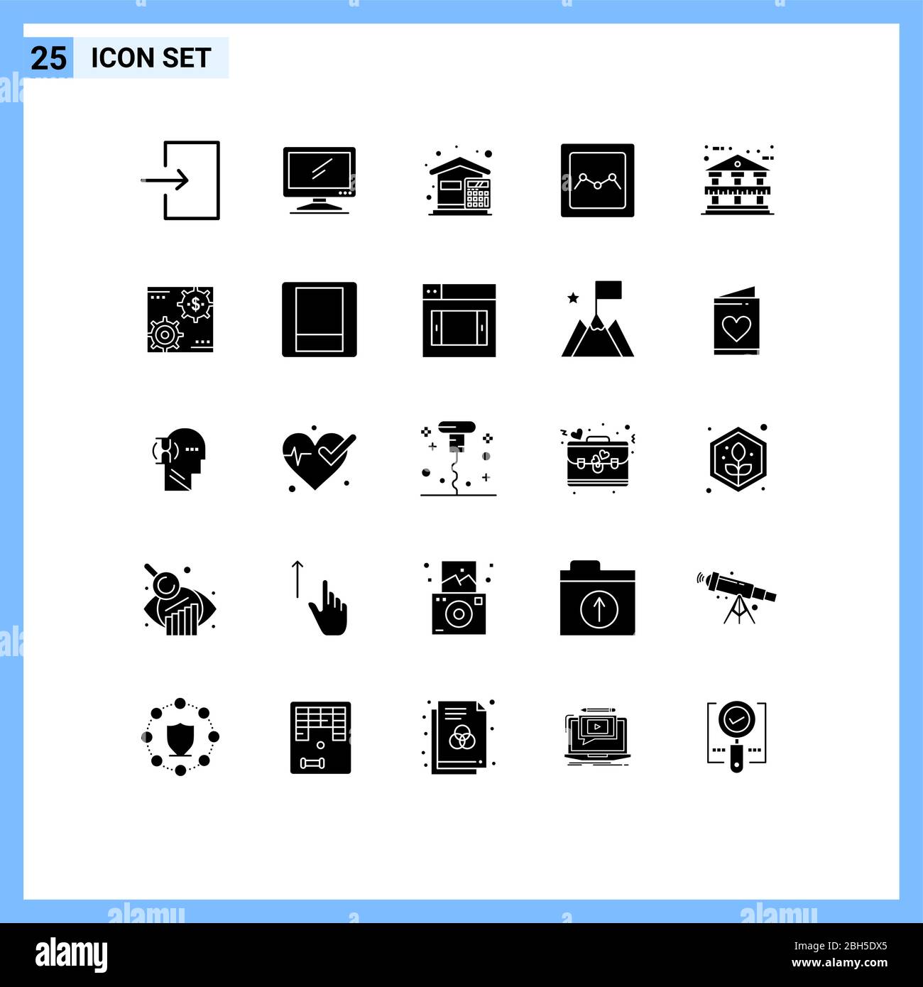 25 Kreative Symbole Moderne Zeichen und Symbole der Bank, Graph