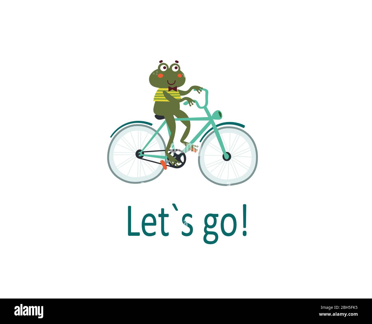 Niedlicher grüner Frosch in einer Fliege auf dem Fahrrad geht für einen  Spaziergang. Kinderkarte, Aufkleber, Party Einladung, Druck für  Babykleidung Stock-Vektorgrafik - Alamy