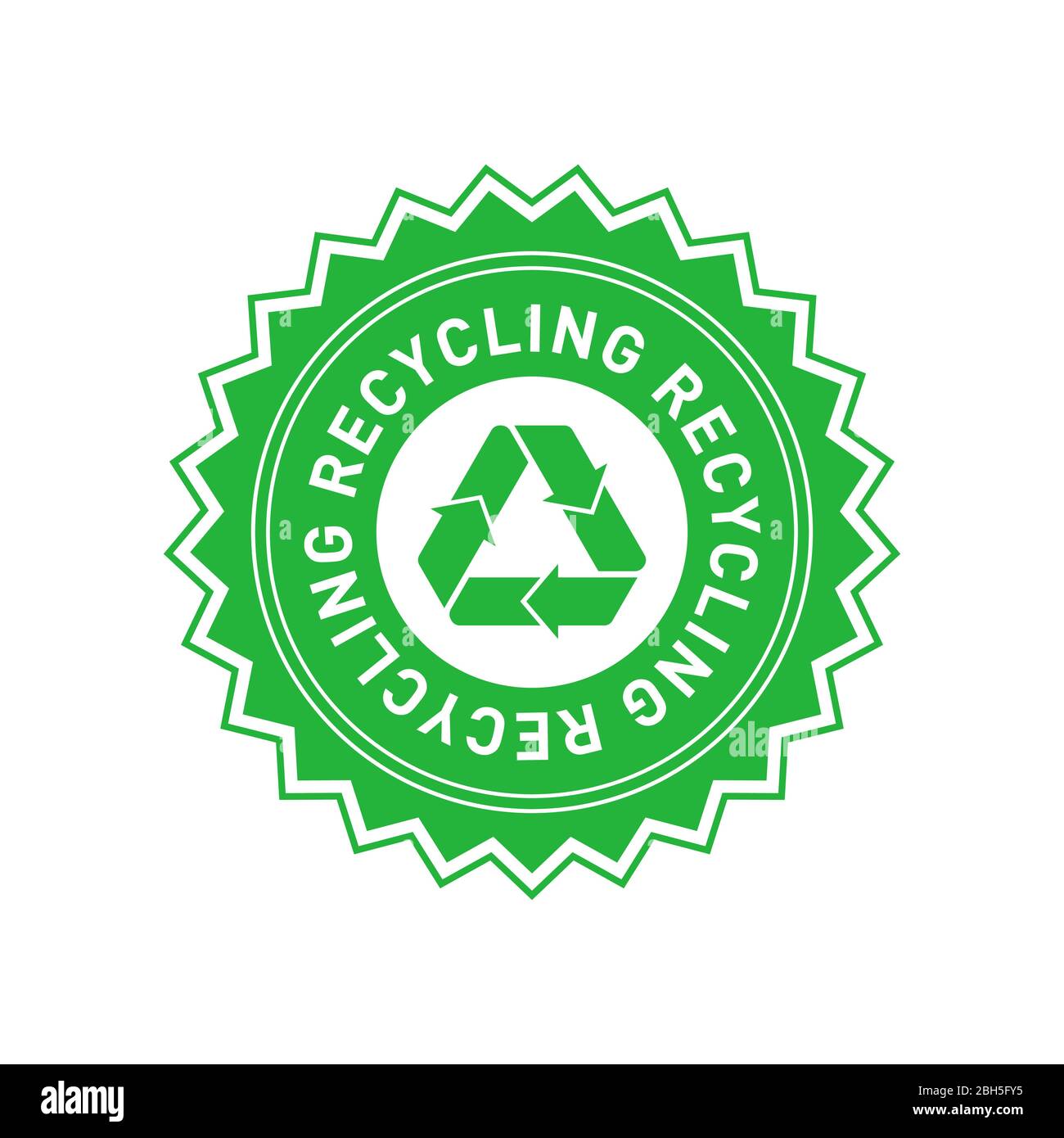 Recycling grüne Sternabzeichen mit Mobius Streifen. Design-Element für Verpackungsdesign und Werbematerial. Vektorgrafik. Stock Vektor