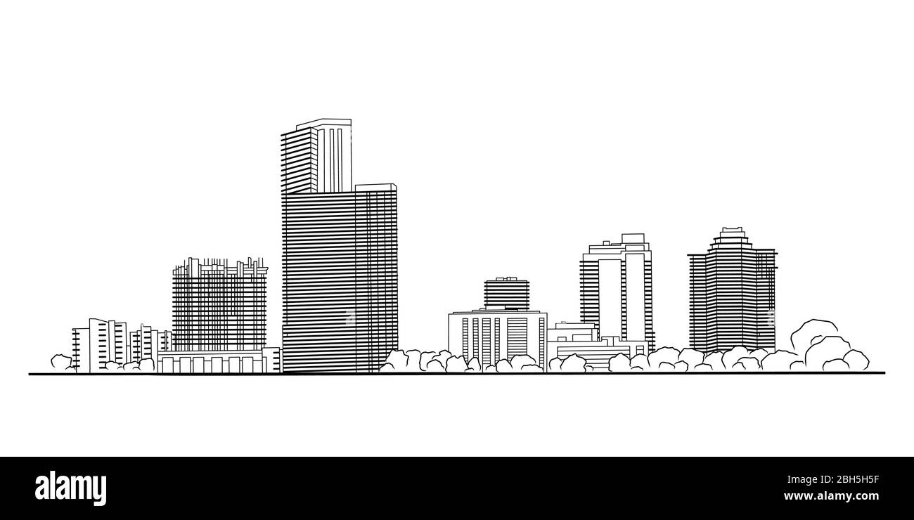 Moderne Stadt Panorama isoliert Skyline Vektor-Illustration Stock Vektor