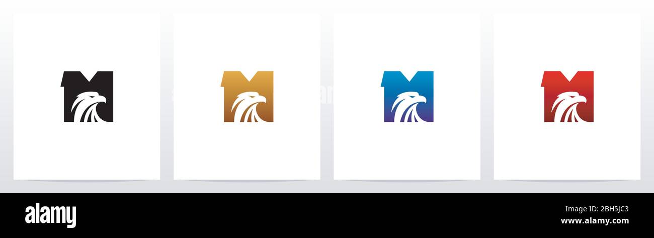 Eagle Head On Letter Logo Design M Stock Vektor
