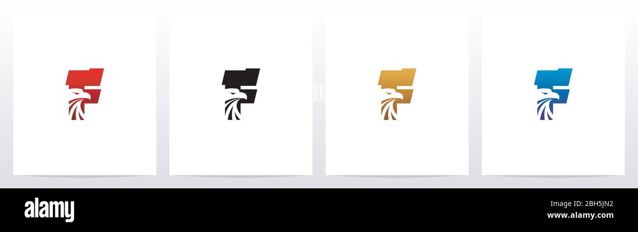 Eagle Head On Letter Logo Design F Stock Vektor