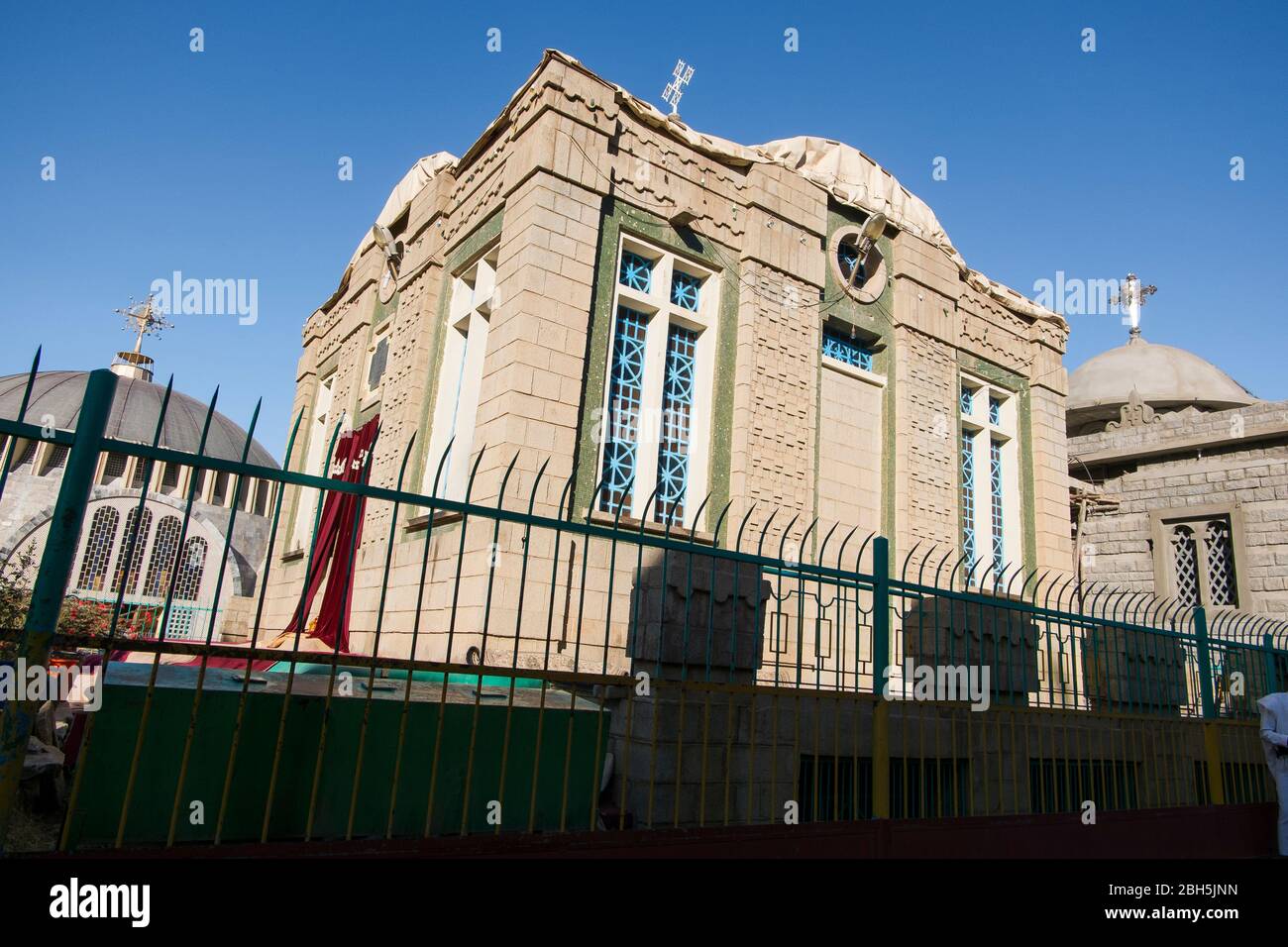 Außen der Kapelle unserer Lieben Frau Maria von Zion, berichtet Heimat der Bundeslade. In Axum, Äthiopien, Afrika. Stockfoto