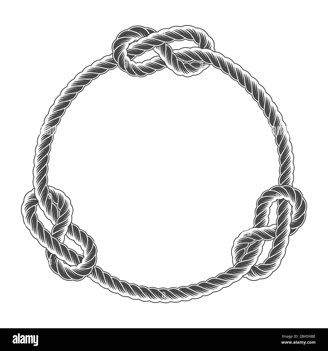 Seil Kreis Rahmen mit Knoten, einfache Stil Linie Seil, marine Grenze  Stock-Vektorgrafik - Alamy