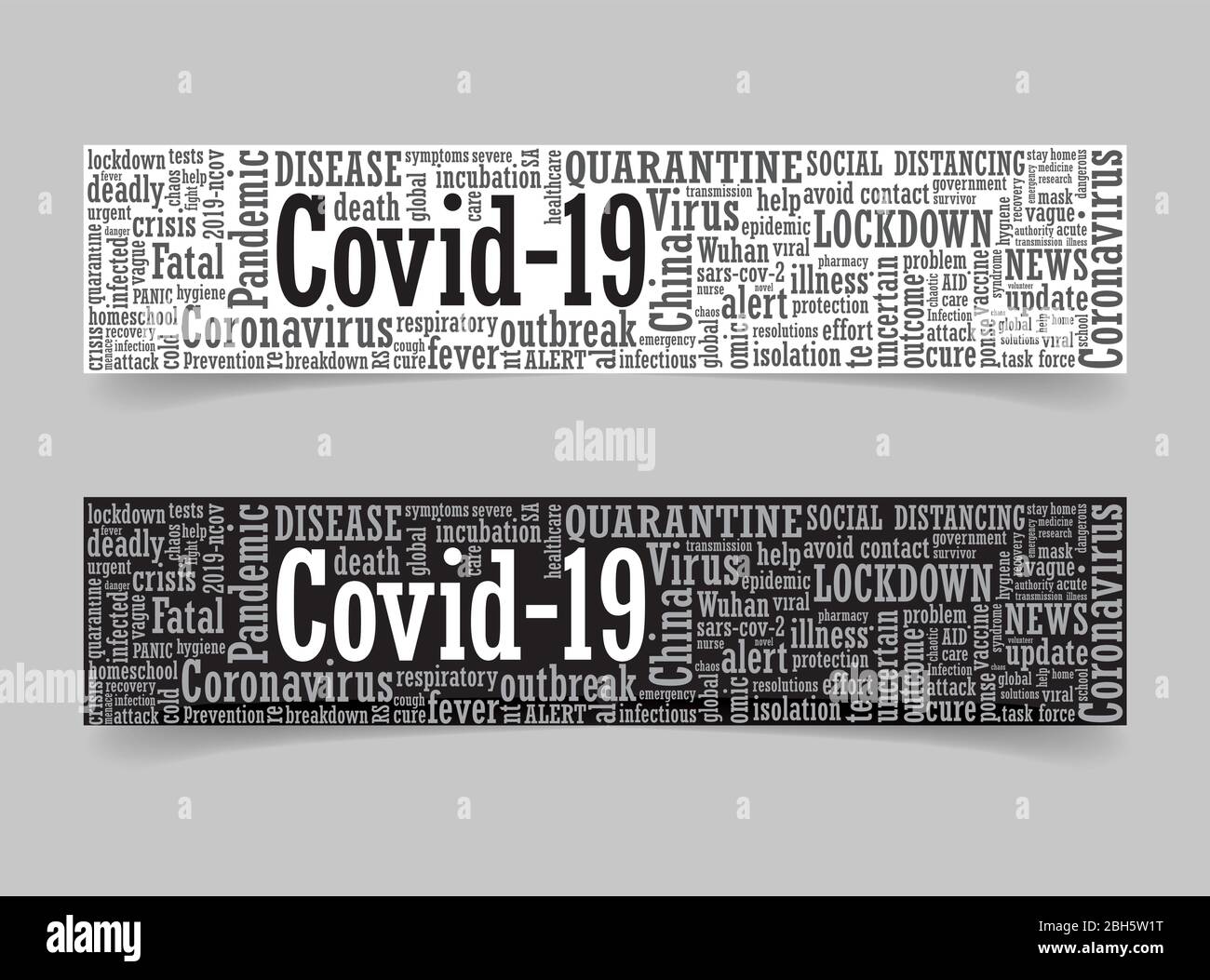 Coronavirus Covid-19 Wort Wolke Wort Tag Banner im Vektorformat Stock Vektor