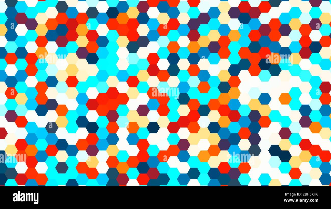 Illustration der abstrakten bunten geometrischen Sechseck-Oberfläche, minimales Sechseck-Rastermuster Stockfoto