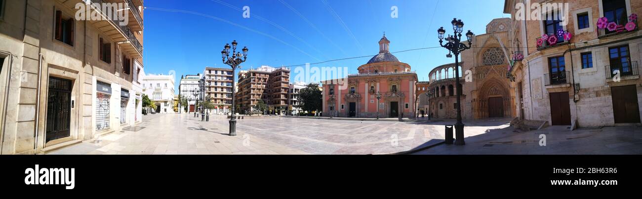 Leere Straßen von Valencia, Spanien, wegen der Sperrung des Coronavirus Stockfoto