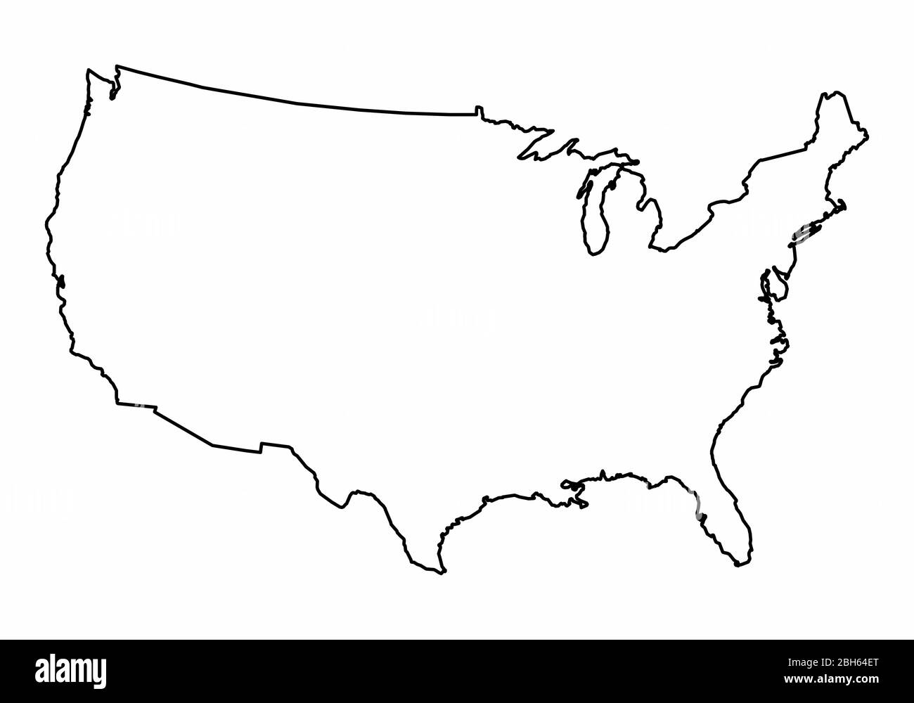 USA Umrisskarte isoliert auf weißem Hintergrund Stock Vektor