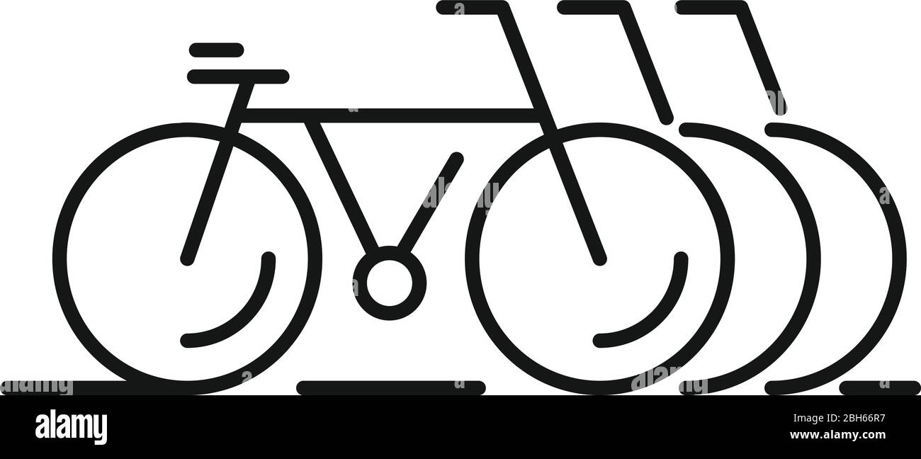 Symbol für den Fahrradverleih. Outline Fahrrad mieten Parkplatz Vektor-Symbol für Web-Design isoliert auf weißem Hintergrund Stock Vektor