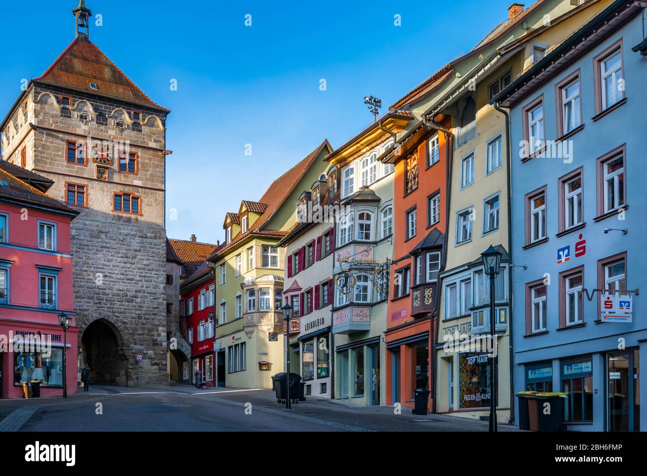 Alte mittelalterliche Stadt in Deutschland. Alte Häuser in Deutschland. Baden-Württemberg. Stockfoto