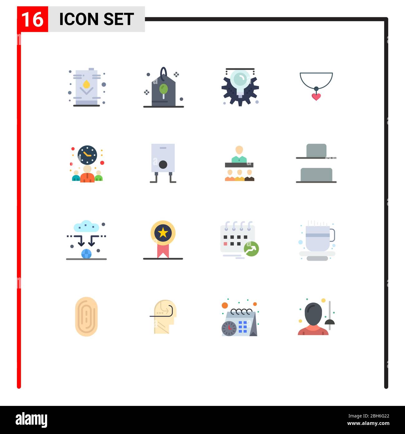 Set von 16 modernen UI-Symbole Symbole Zeichen für Treffen, Geschenk, Partei, Herz, Prozess bearbeitbare Pack von kreativen Vektor Design-Elemente Stock Vektor