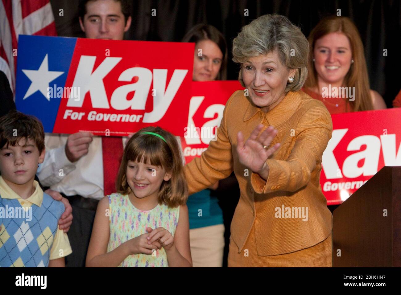 Austin, Texas 17. August 2009: US Senator Kay Bailey Hutchison Kampagnen am University of Texas Alumni Center nach der Ankündigung ihrer Kandidatur für die republikanische Nominierung für Texas Gouverneur. ©Bob Daemmrich Stockfoto