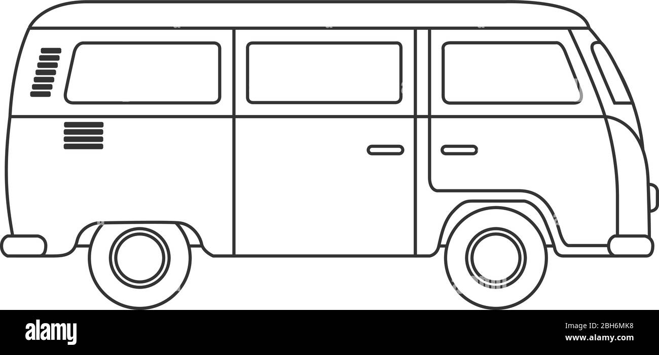 Detaillierte Schaltung Retro, Vintage, Reise, Wohnmobil, auf weißem Hintergrund. Roud Abzeichen vintage van Auto. Runde Aufkleber van life. vector eps 10 Stock Vektor