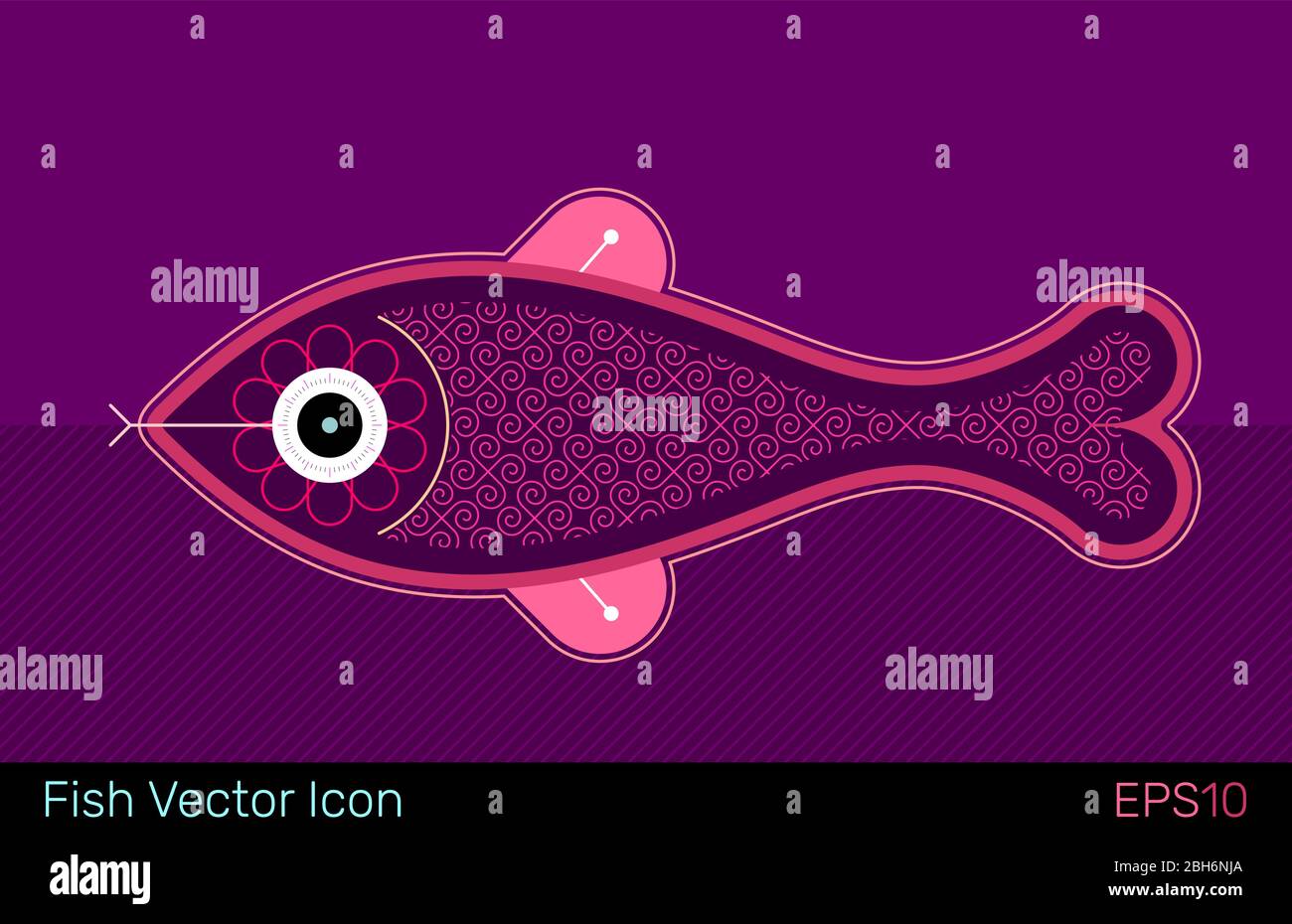 Dekorative Abbildung eines Fisch, Vektor-Print-Design. Stock Vektor