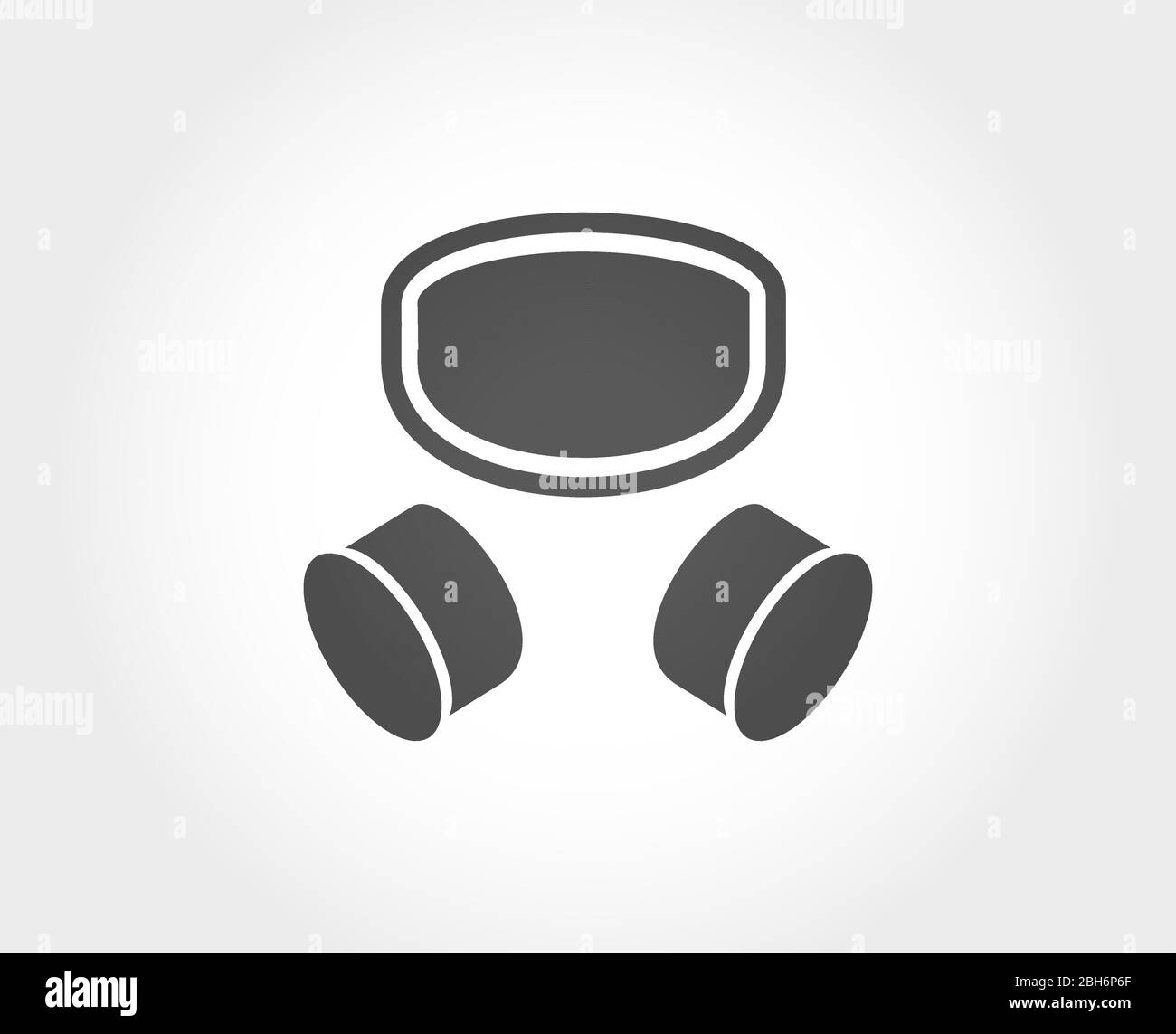 Gasmaske und Helm Vektor-Symbol, einfache stilisierte Logo-Design, Luftverschmutzung und Virus Pandemie Schutz der Atemorgane isoliert Symbol Stock Vektor