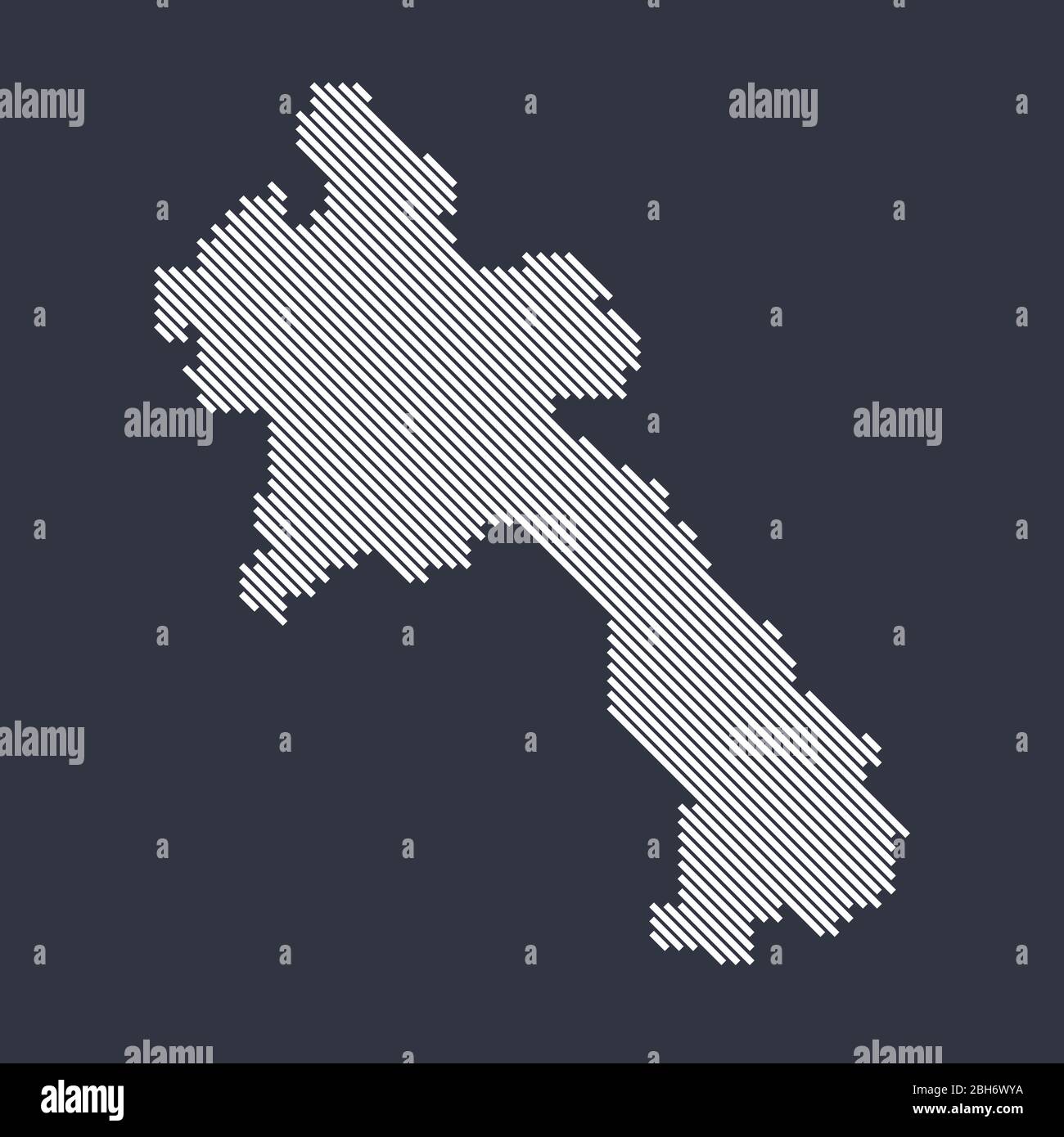 Stilisierte einfache diagonale Linienkarte von Laos Stock Vektor