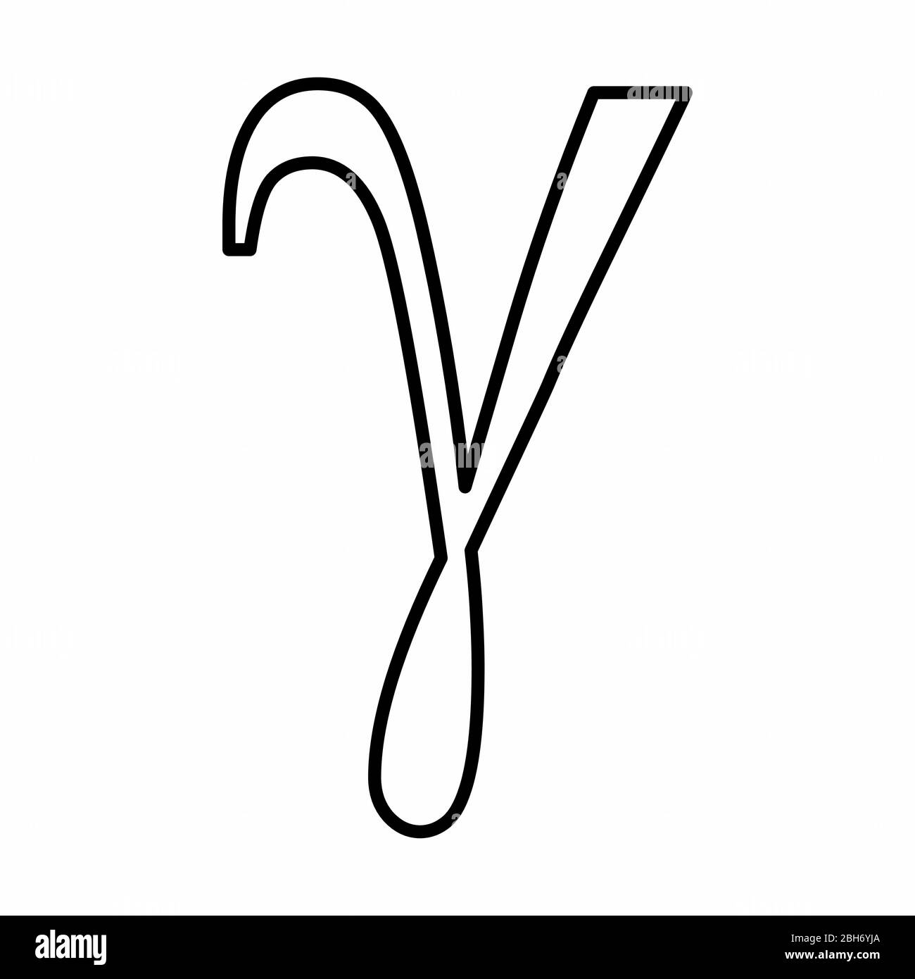Gamma griechischer Buchstabe lineares Symbol Illustration mit Kleinbuchstaben auf weißem Hintergrund Stock Vektor