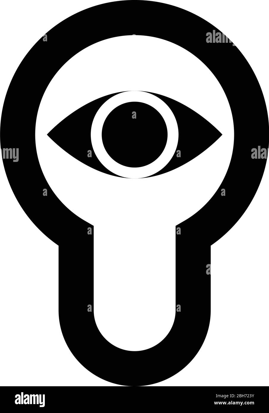Schlüsselloch Auge suchen Schloss Tür aussehen Konzept Symbol schwarz Farbe Vektor Illustration flach Stil einfaches Bild Stock Vektor