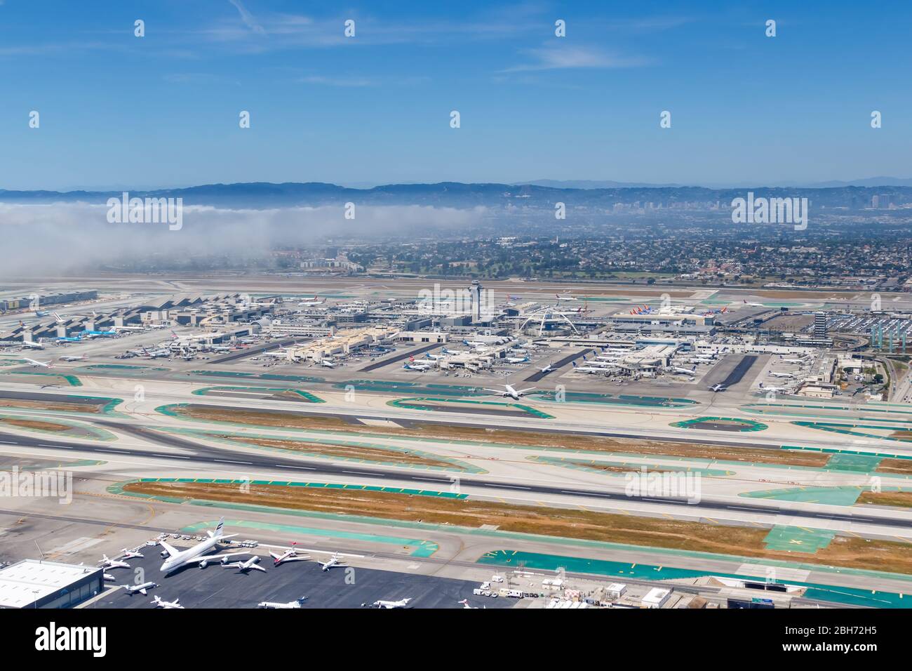Los Angeles, Kalifornien – 14. April 2019: Luftaufnahme des Los Angeles International Airport (LAX) in Kalifornien. Stockfoto