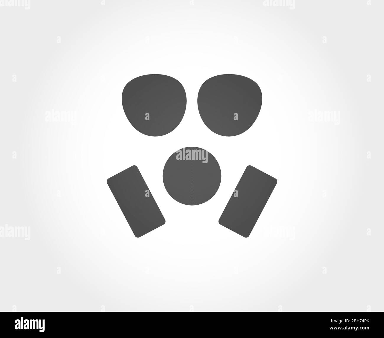 Gasmaske und Helm Vektor-Symbol, einfache stilisierte Logo-Design, Luftverschmutzung und Virus Pandemie Schutz der Atemorgane isoliert Symbol Stock Vektor