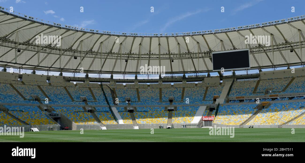 Die Tribünen des Maracana Stadions, Rio De Janeiro, Brasilien Stockfoto