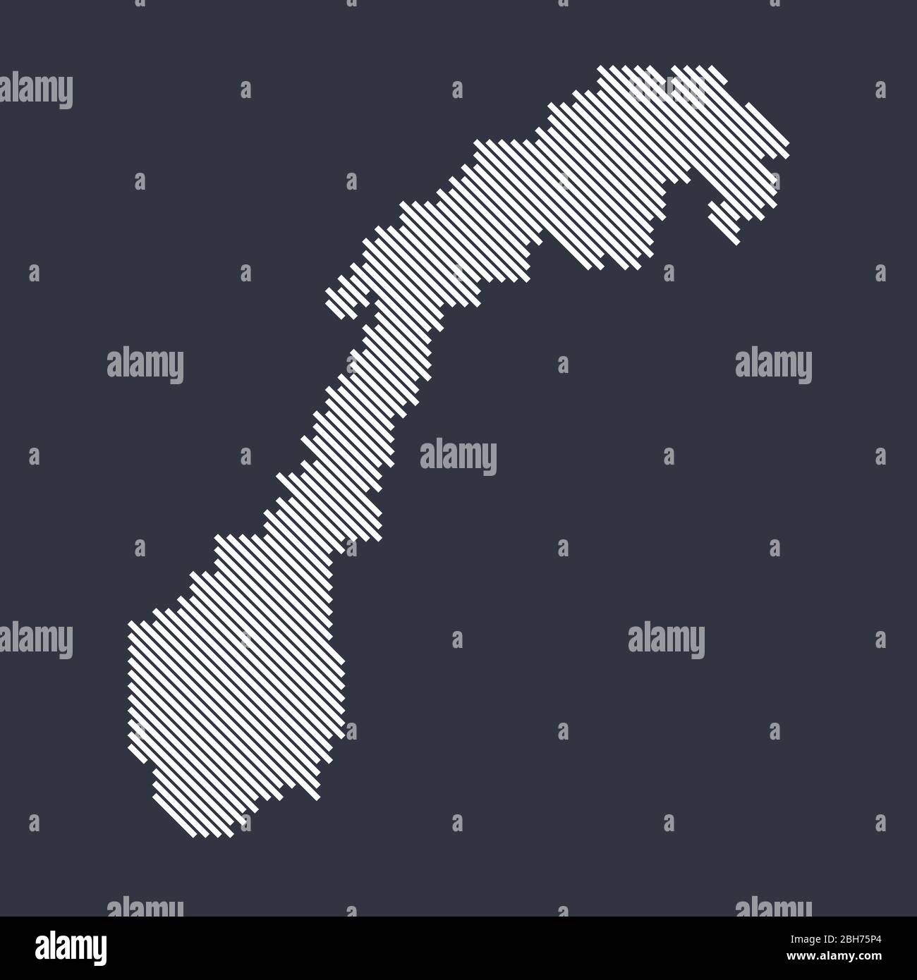 Stilisierte einfache diagonale Linienkarte von Norwegen Stock Vektor