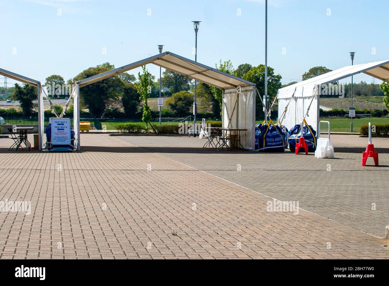 UK Coronavirus. Teststation, Norwich, Norfolk, Großbritannien, 24. April 2020 die Coronavirus-Teststation liegt heute geschlossen und leer in Norwich, Norfolk. Credit Jason Bye/Alamy Live News Stockfoto