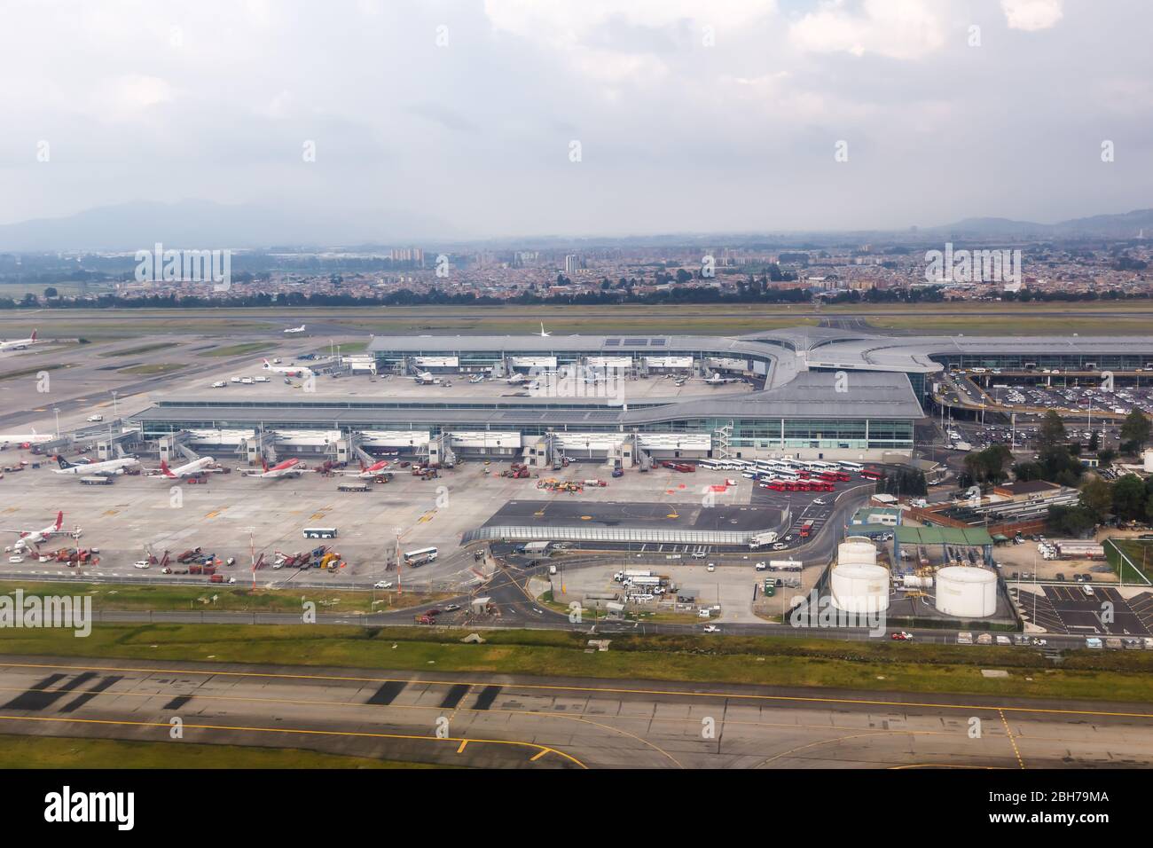 Bogota, Kolumbien - 31. Januar 2019: Luftaufnahme von Bogota Flughafen (BOG) in Kolumbien. Stockfoto