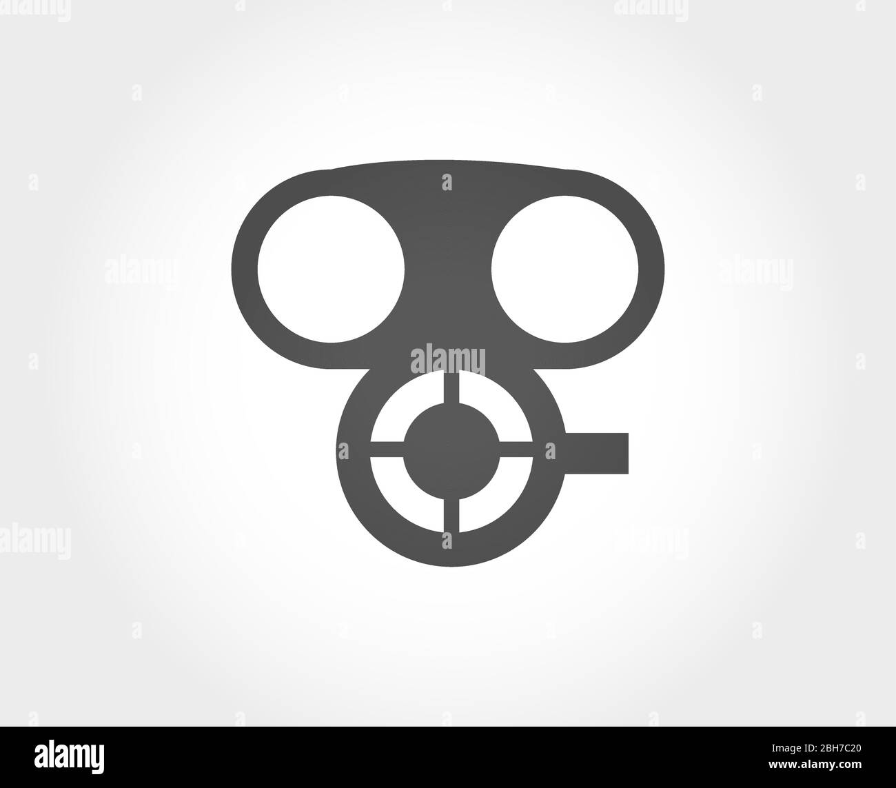 Gasmaske und Helm Vektor-Symbol, einfache stilisierte Logo-Design, Luftverschmutzung und Virus Pandemie Schutz der Atemorgane isoliert Symbol Stock Vektor