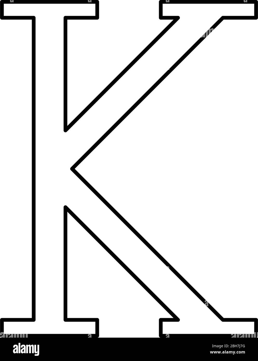 Kappa griechisch Symbol Großbuchstaben Großbuchstaben Schrift Symbol Umriss  schwarz Farbe Vektor Illustration flach Stil einfaches Bild  Stock-Vektorgrafik - Alamy
