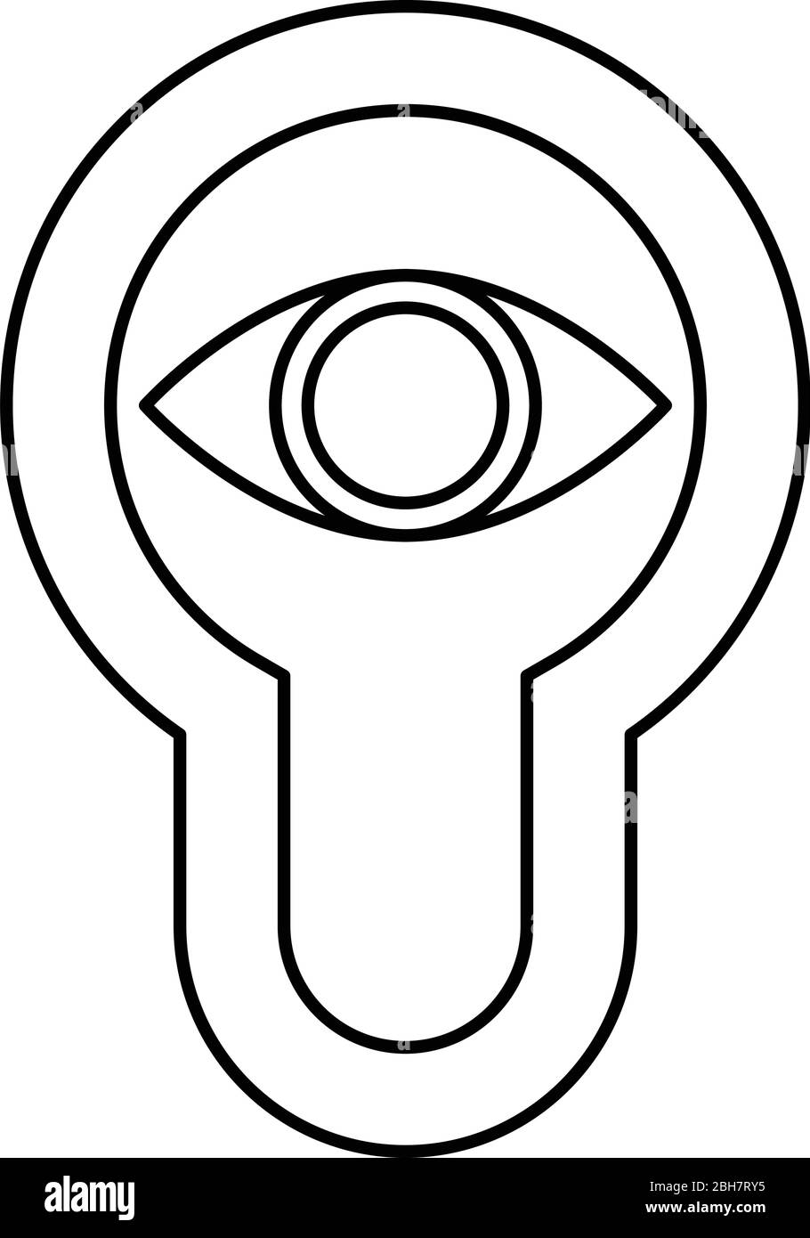 Schlüsselloch Auge suchen Schloss Tür aussehen Konzept Symbol umreißen schwarze Farbe Vektor Illustration flach Stil einfaches Bild Stock Vektor