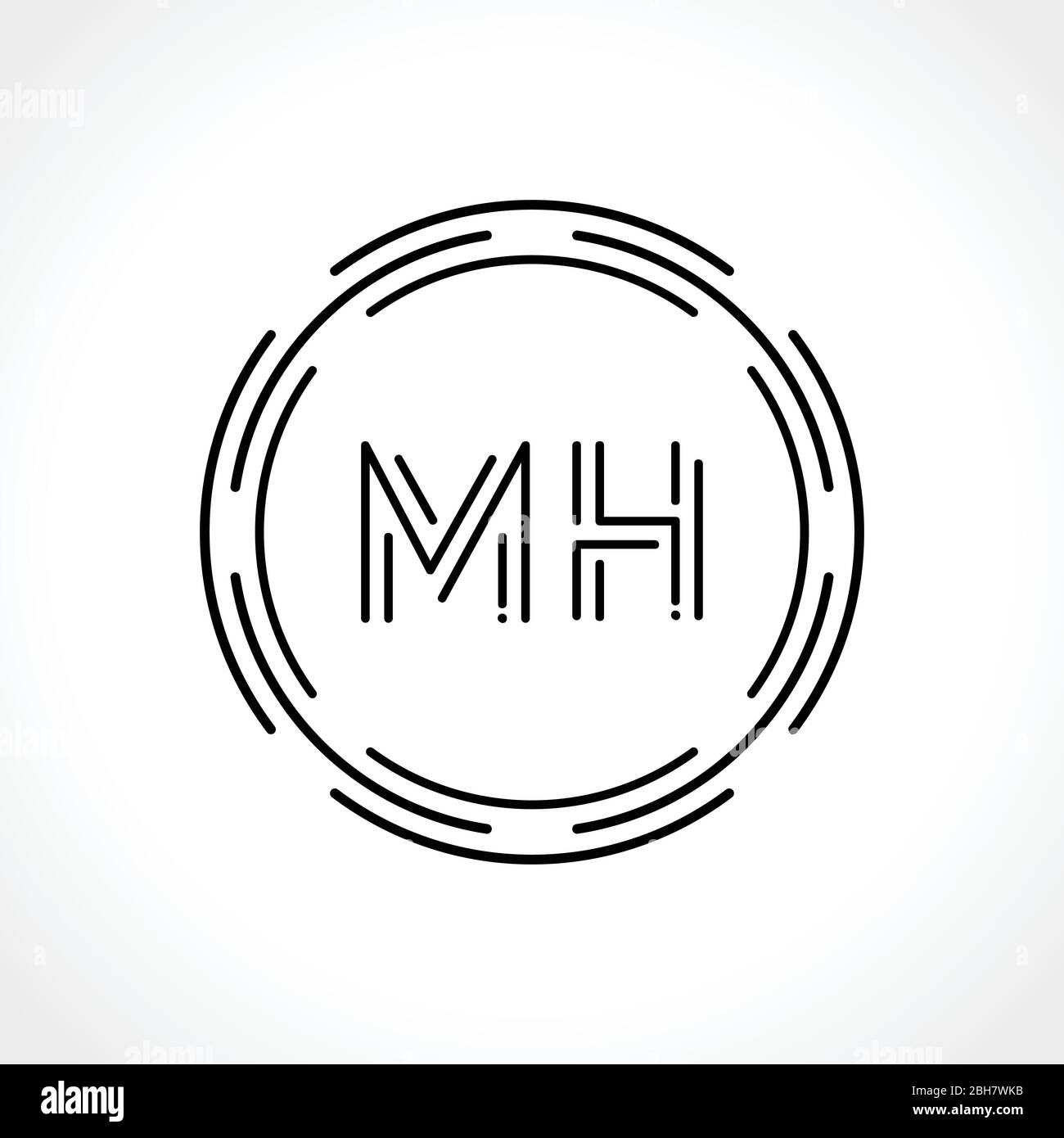 Erste MH schreiben Logo Design vector Template. Zusammenfassung