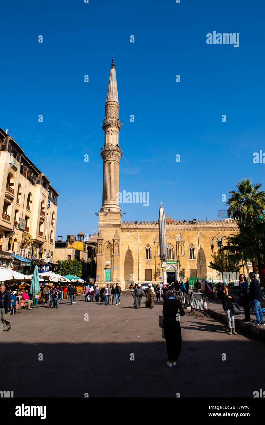 Die Al-Hussein Moschee, El-Khalifa, El-Gamaleya, Kairo Governate, Ägypten. Stockfoto