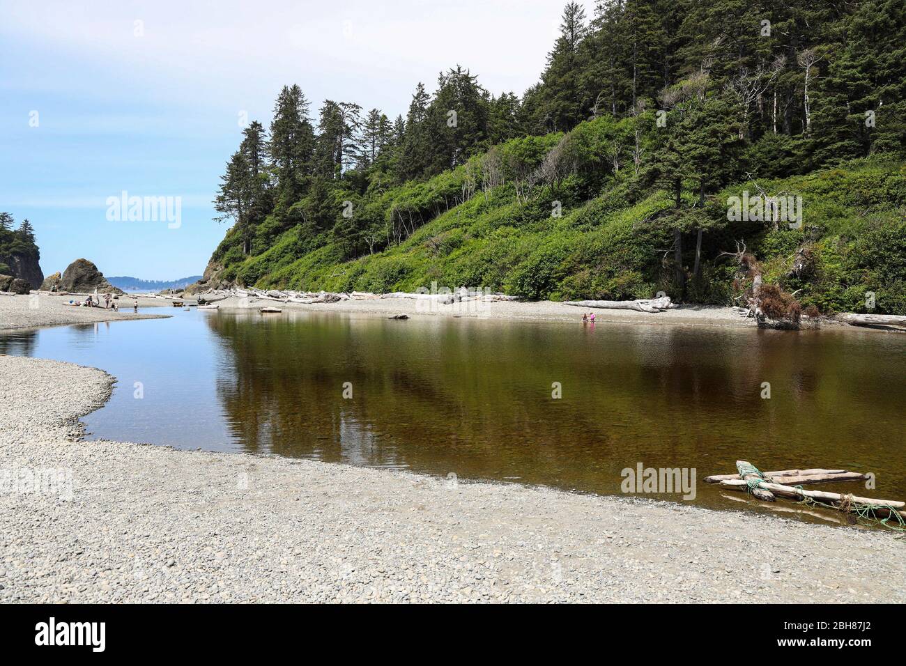 Ein barachois in Ruby Beach, Forks, Olympic National Park, Washington, USA Stockfoto