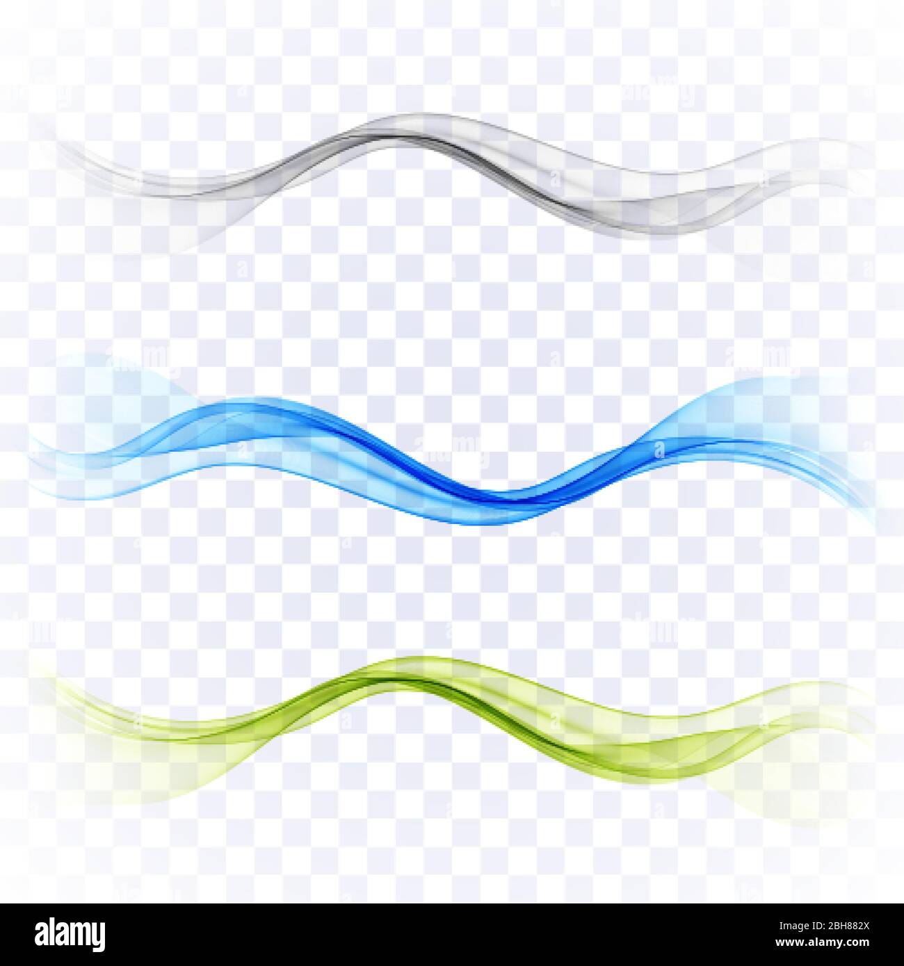 Satz von abstrakten Wellen mit bunten Flussvektoren Stock Vektor