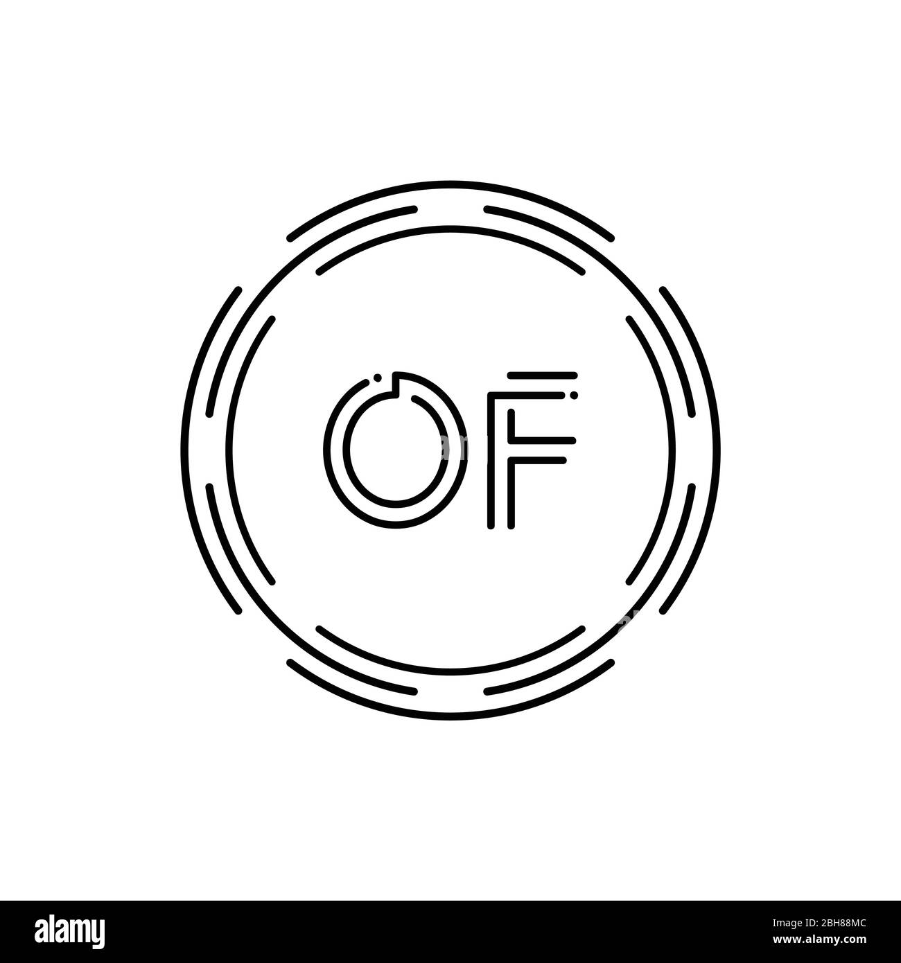 Initial Monogram Letter OF Logo Design Vektorvorlage. Digitale Technologie DES Buchstabens Logo Designs Stock Vektor