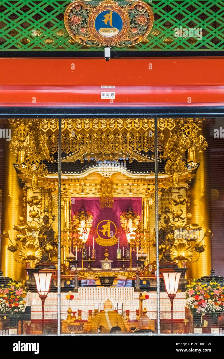 Japan, Honshu, Tokyo, Asakusa, Sensoji Temple, der die Main Hall, Schrein Stockfoto