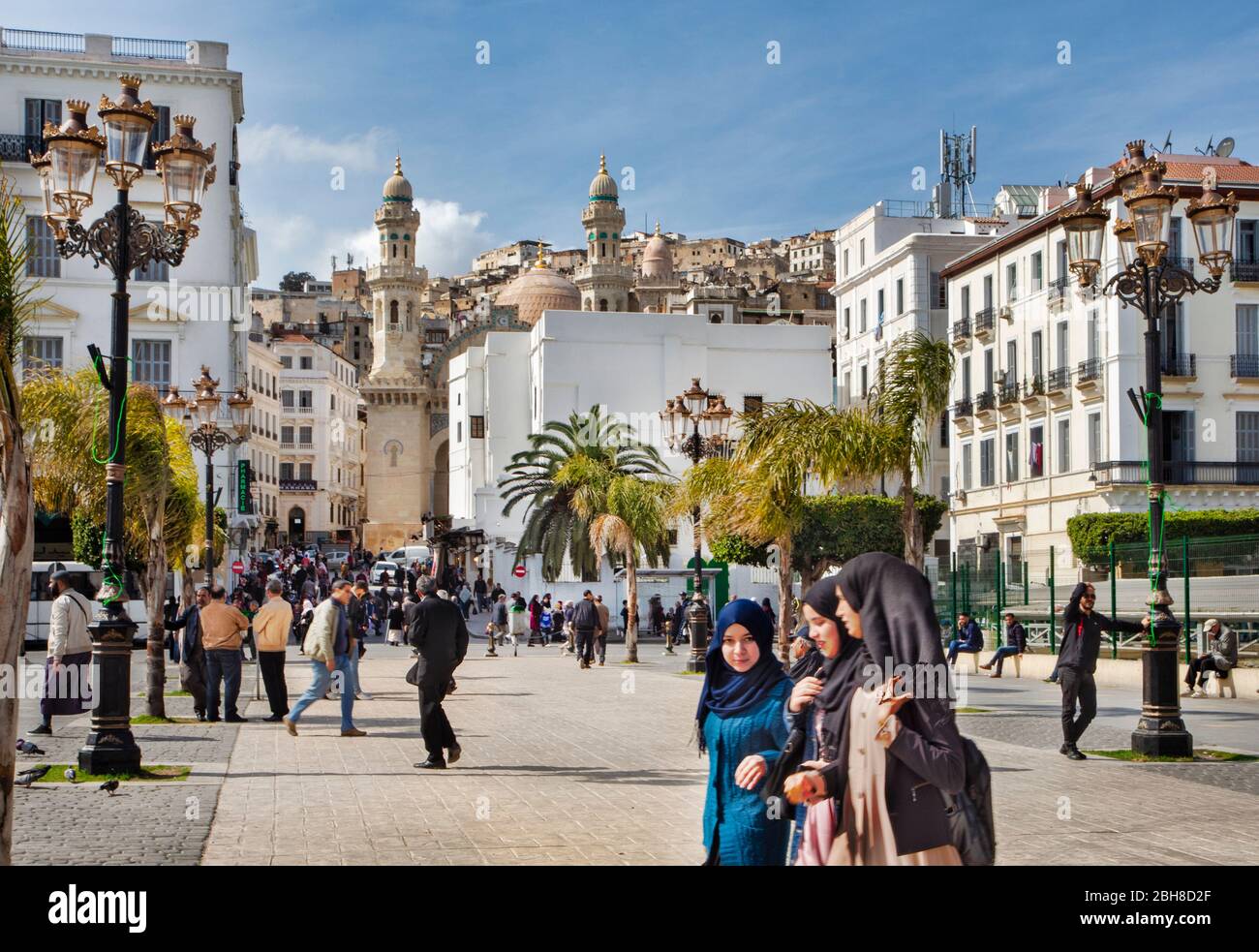 Argelia, Argel City, Alger Kasbah, Djemaa Ketchoua Moschee, Märtyrerplatz Stockfoto