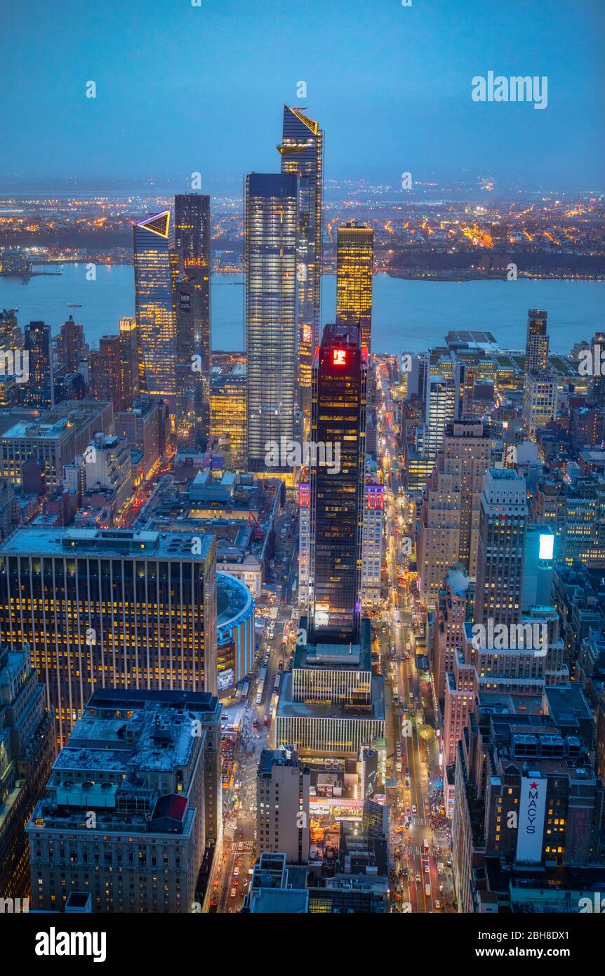 New York City Midtown Mahattan, 34 th. Steer, Hudson Yards Skyline Stockfoto